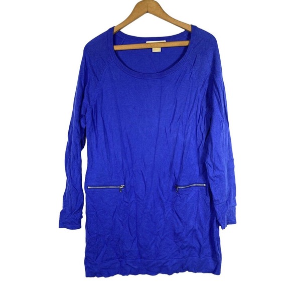 Michael Kors Sweater Tunic Blue / Purple Large Womens Long Sleeve Knit Top - Picture 1 of 5